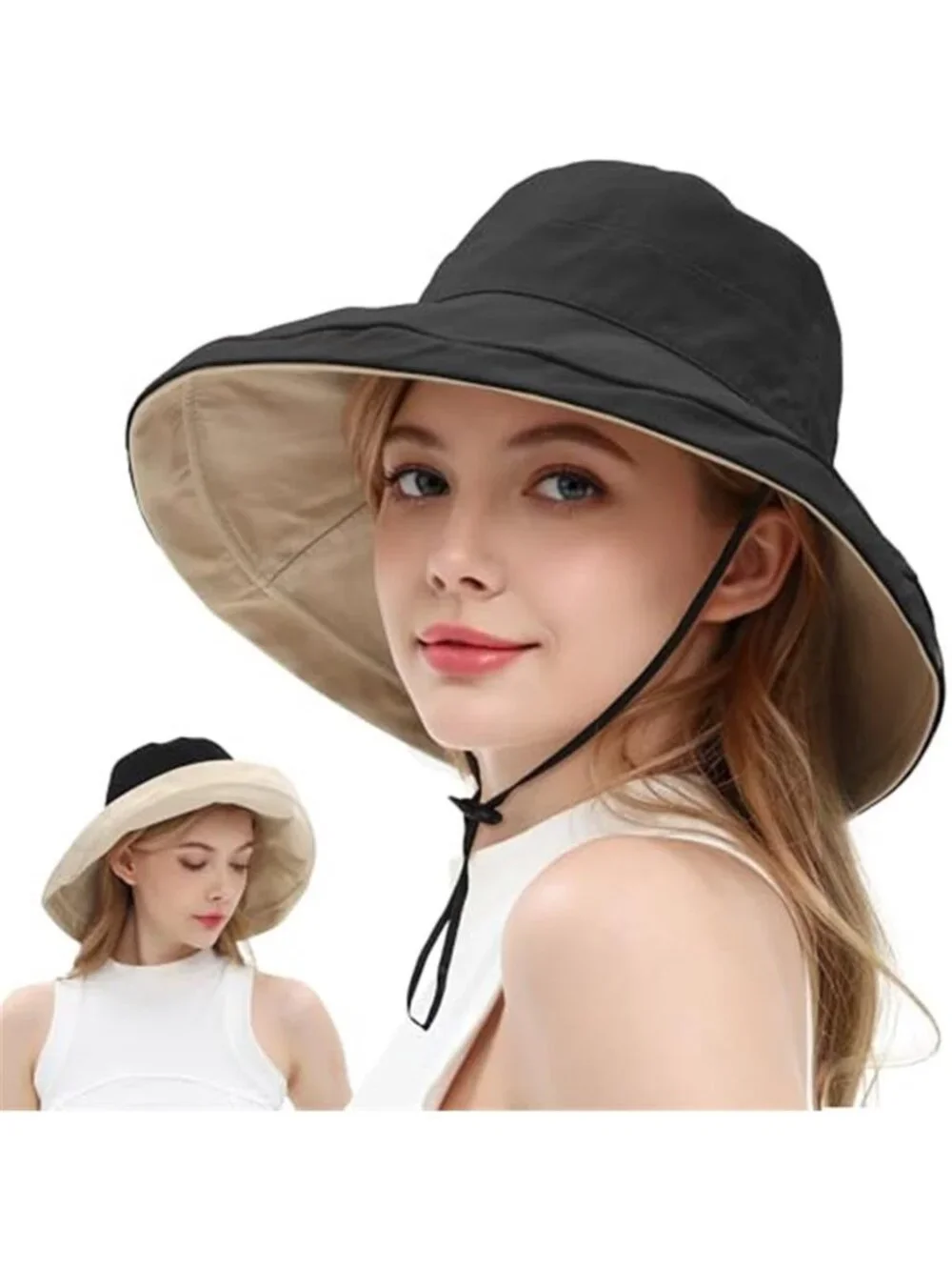100% Cotton Sun Hats for Women Summer Wide Brim UPF50+ UV Protection
